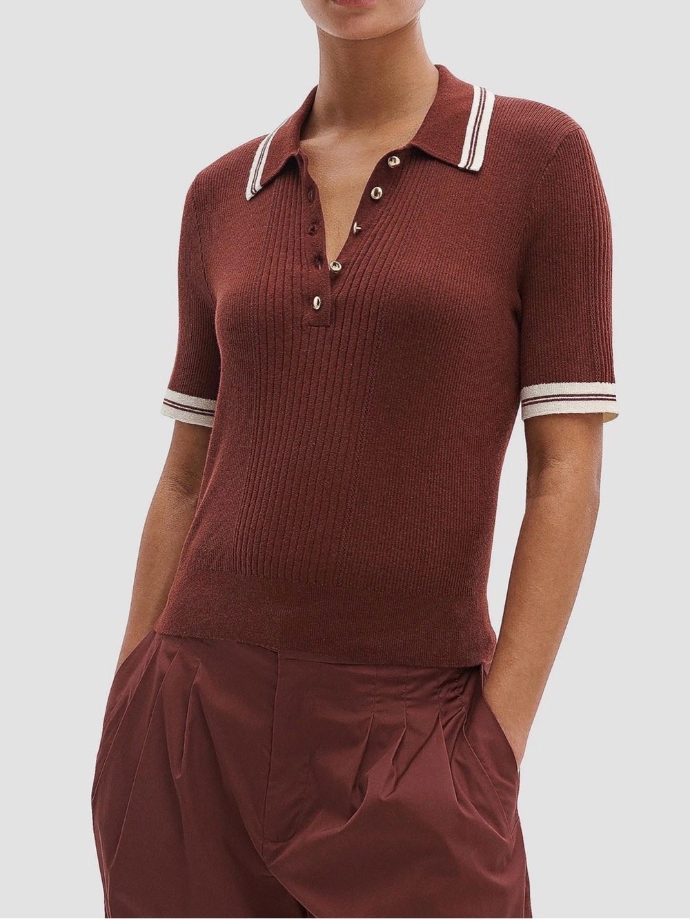 Rag & Bone Women’s Cashmere / Cotton Polo Sweater Top in Rosewood Small NWT